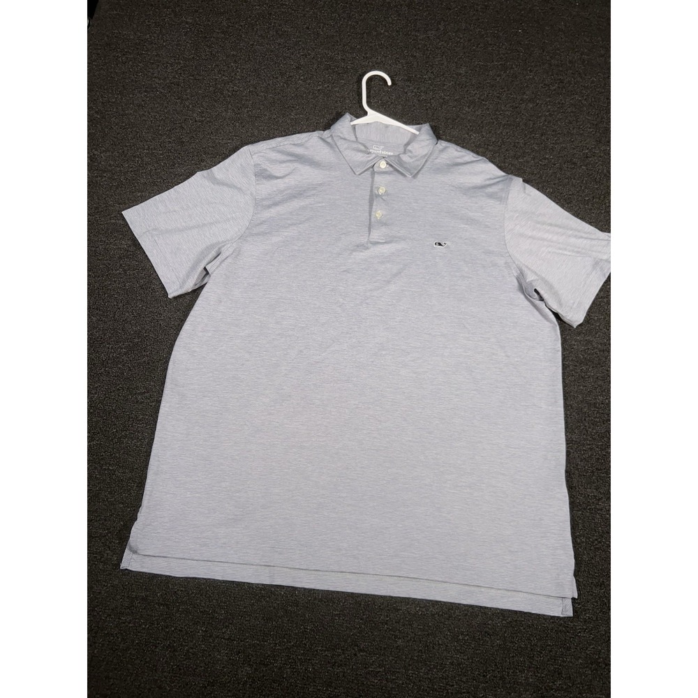 Vineyard Vines Performance Polo Shirt Men's XL Gray Striped Golf Wicking
